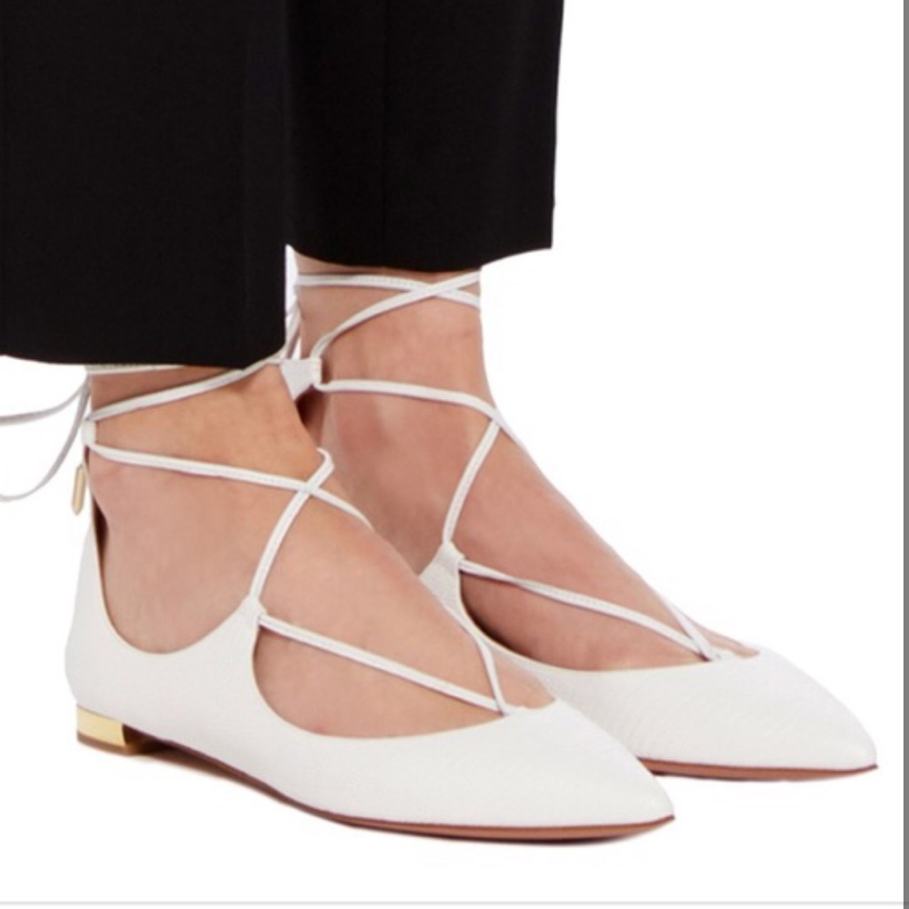 Aquazzura Christy Lace Up Flats - Picture 2 of 9